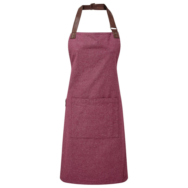Burgundy - Front - Premier Unisex Adult Annex Oxford Faux Leather Bibbed Full Apron