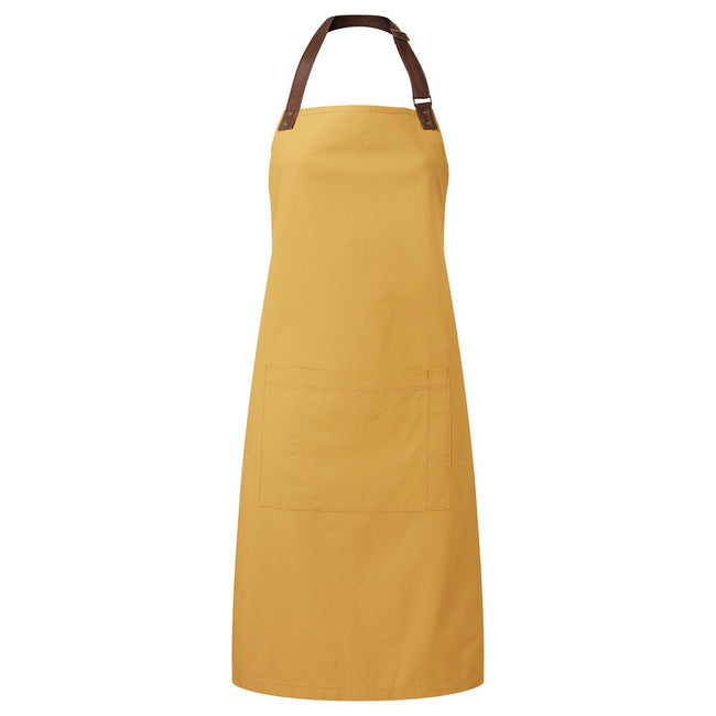 Mustard - Front - Premier Unisex Adult Annex Oxford Faux Leather Bibbed Full Apron