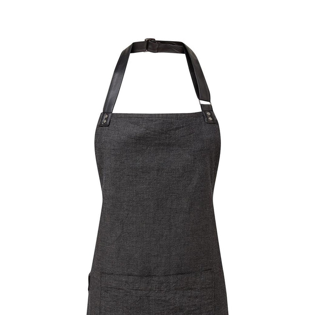Black - Back - Premier Unisex Adult Annex Oxford Faux Leather Bibbed Full Apron