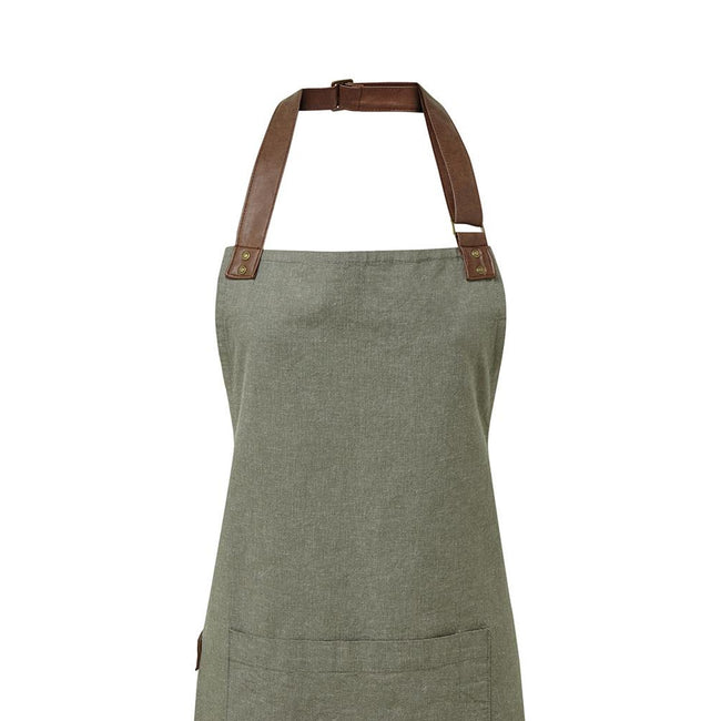 Moss - Back - Premier Unisex Adult Annex Oxford Faux Leather Bibbed Full Apron