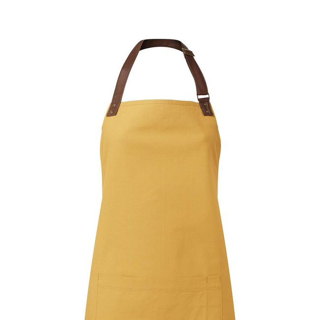 Mustard - Back - Premier Unisex Adult Annex Oxford Faux Leather Bibbed Full Apron