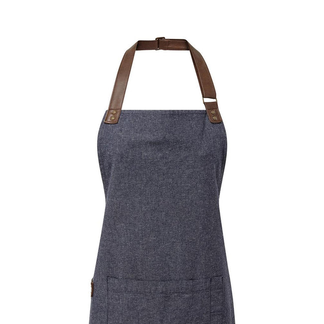 Navy - Back - Premier Unisex Adult Annex Oxford Faux Leather Bibbed Full Apron