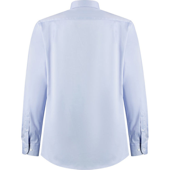 Light Blue-Navy - Back - Kustom Kit Mens Premium Contrast Oxford Tailored Long-Sleeved Shirt