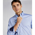Light Blue-Navy - Side - Kustom Kit Mens Premium Contrast Oxford Tailored Long-Sleeved Shirt