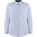 Light Blue-Navy - Front - Kustom Kit Mens Premium Contrast Oxford Tailored Long-Sleeved Shirt