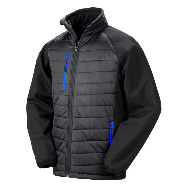 Black-Royal Blue - Front - Result Unisex Adult Compass Softshell Padded Jacket