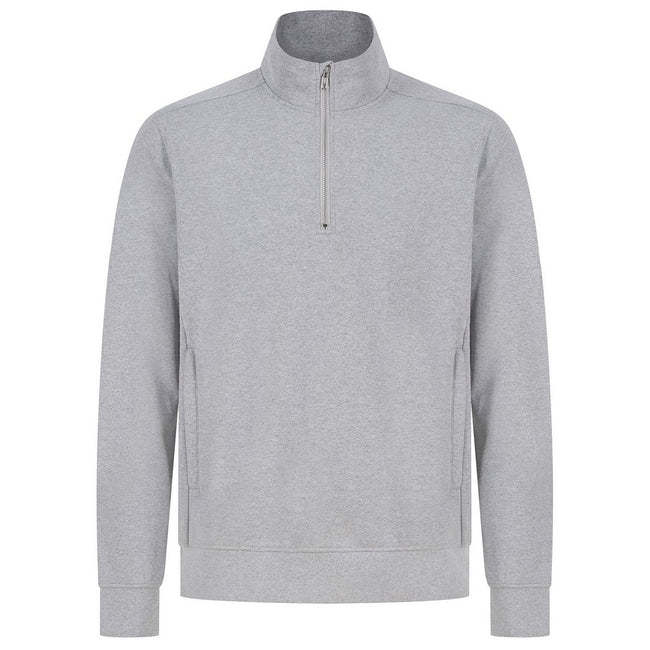 Heather Grey - Front - Henbury Unisex Adult Sustainable Quarter Zip Sweatshirt