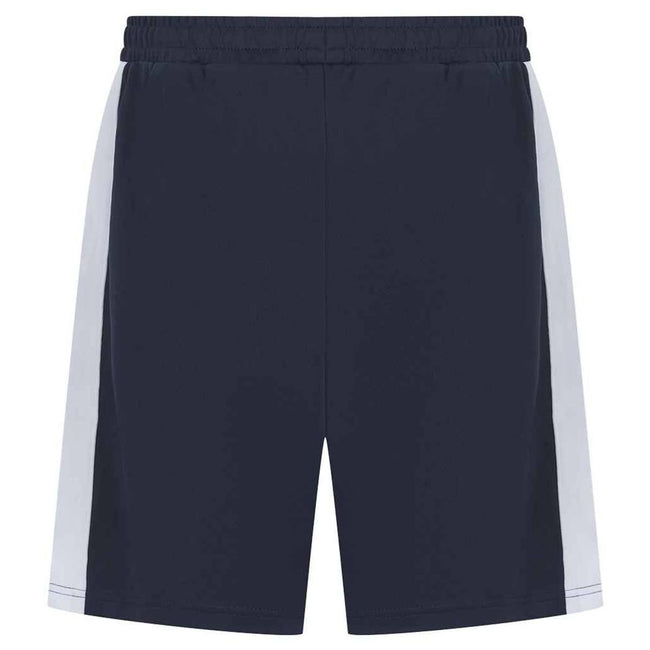 Navy-White - Back - Finden & Hales Mens Knitted Pocket Shorts