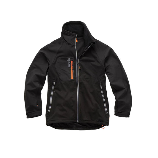 Black - Front - Scruffs Mens Trade Soft Shell Jacket
