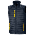 Navy-Yellow - Front - Result Genuine Recycled Unisex Adult Compass Softshell Padded Gilet
