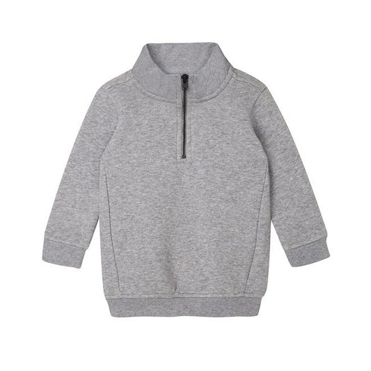 Heather Grey Melange - Front - Babybugz Baby Quarter Zip Sweatshirt