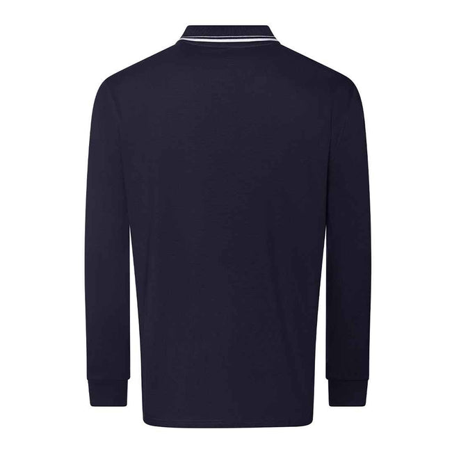 Oxford Navy-White - Back - Awdis Mens Tipped Long-Sleeved Polo Shirt