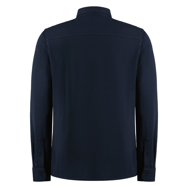 Navy - Back - Kustom Kit Mens Superwash 60°C Tailored Long-Sleeved Shirt