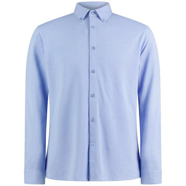 Light Heather Blue - Front - Kustom Kit Mens Superwash 60°C Tailored Long-Sleeved Shirt