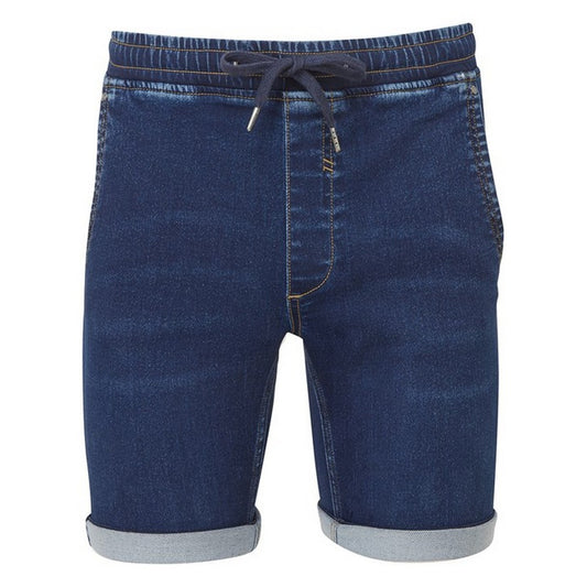 Blue - Front - Wombat Mens Denim Drawstring Shorts