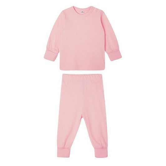 Powder Pink - Front - Babybugz Baby Long Pyjama Set