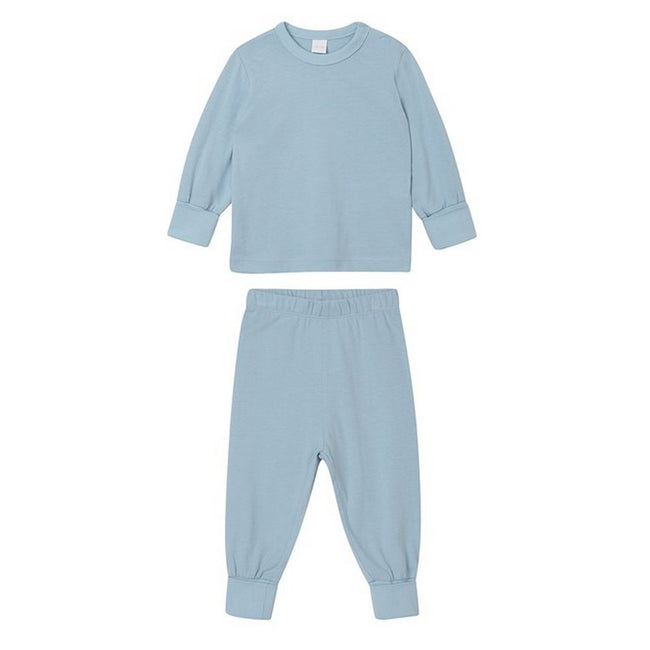 Dusty Blue - Front - Babybugz Baby Long Pyjama Set