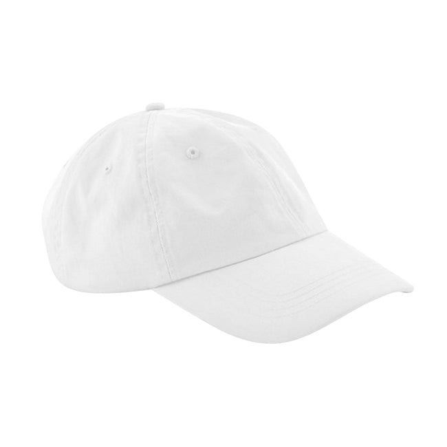 White - Front - Beechfield Unisex Adult 6 Panel Organic Cotton Baseball Cap
