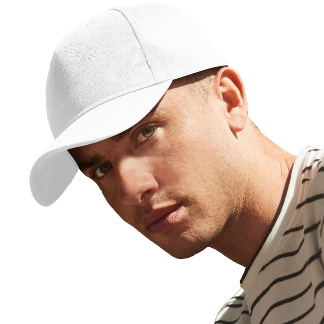 White - Back - Beechfield Unisex Adult 6 Panel Organic Cotton Baseball Cap
