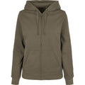 Olive - Front - Build Your Brand Womens-Ladies Basic Full Zip Hoodie