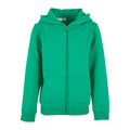 Grass Green - Front - Build Your Brand Childrens-Kids Basic Organic Full Zip Hoodie