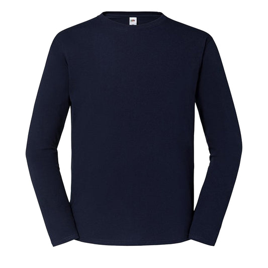 Deep Navy - Front - Fruit Of The Loom Mens Iconic 195 Premium Ringspun Cotton Long-Sleeved T-Shirt