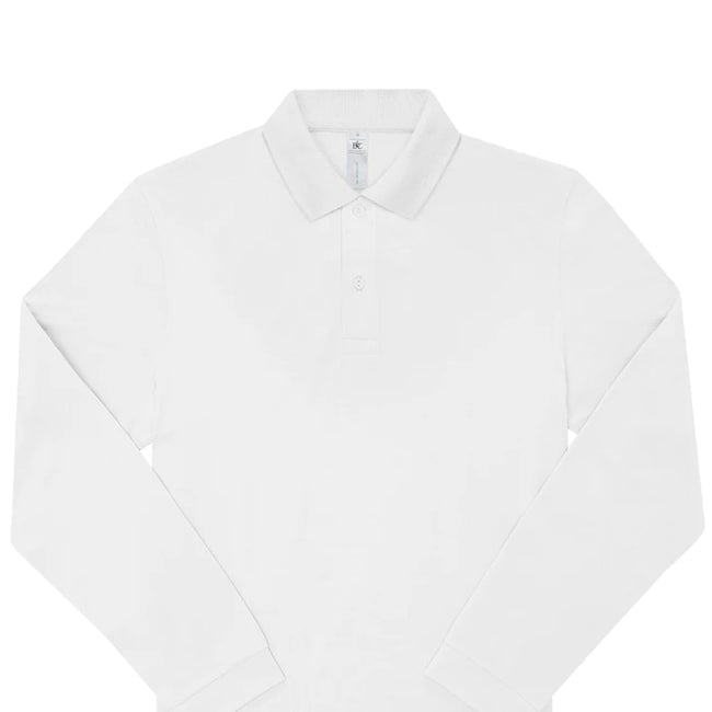 White - Back - B&C Mens My Long-Sleeved Polo Shirt
