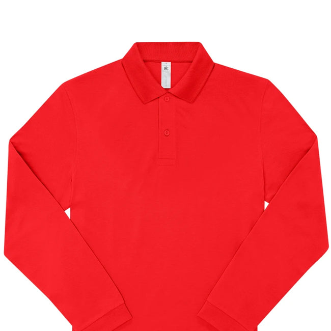 Red - Back - B&C Mens My Long-Sleeved Polo Shirt