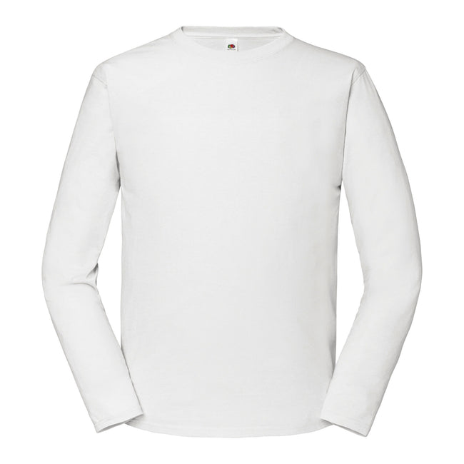 White - Front - Fruit of the Loom Mens Iconic Premium Long-Sleeved T-Shirt