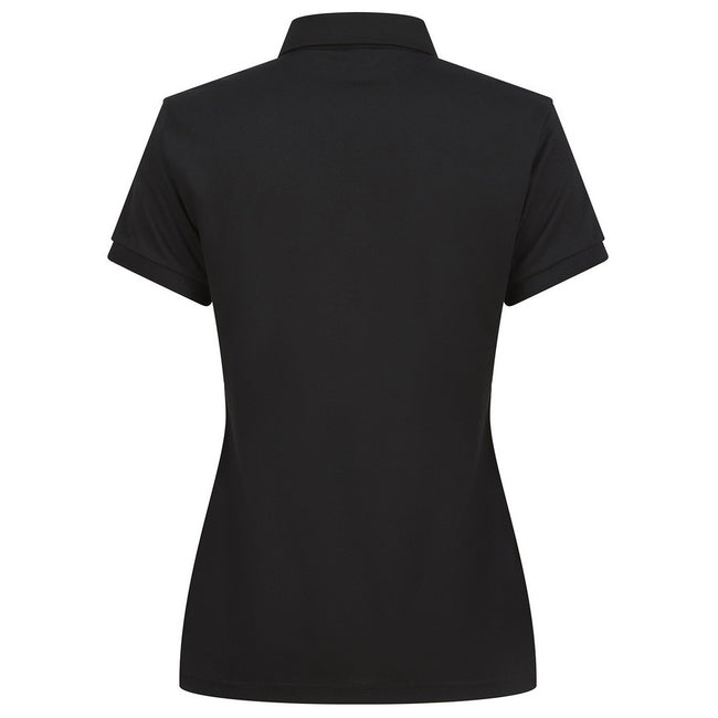 Black - Back - Henbury Womens-Ladies Recycled Polyester Polo Shirt