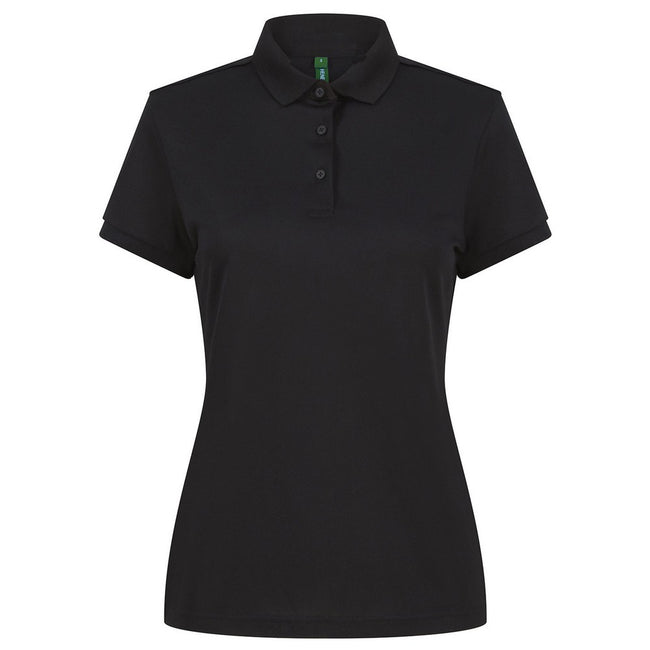 Black - Front - Henbury Womens-Ladies Recycled Polyester Polo Shirt