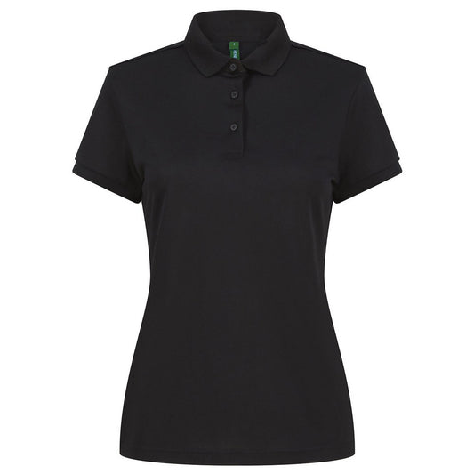 Black - Front - Henbury Womens-Ladies Recycled Polyester Polo Shirt