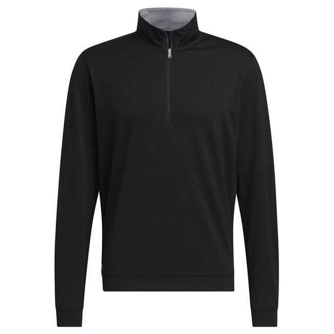 Black - Front - Adidas Mens Elevated Quarter Zip Sweatshirt