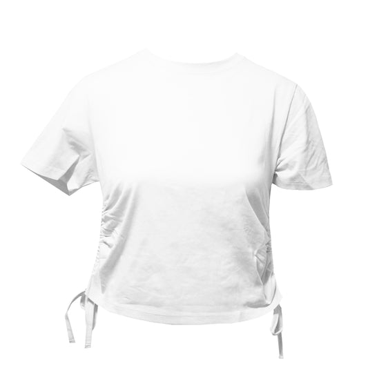 White - Front - TriDri Womens-Ladies Ruched Crop Top