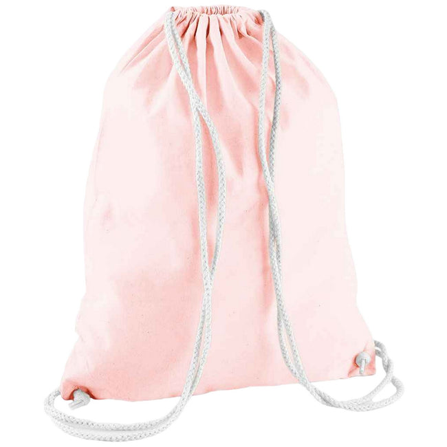 Pastel Pink-White - Front - Westford Mill Cotton Drawstring Bag