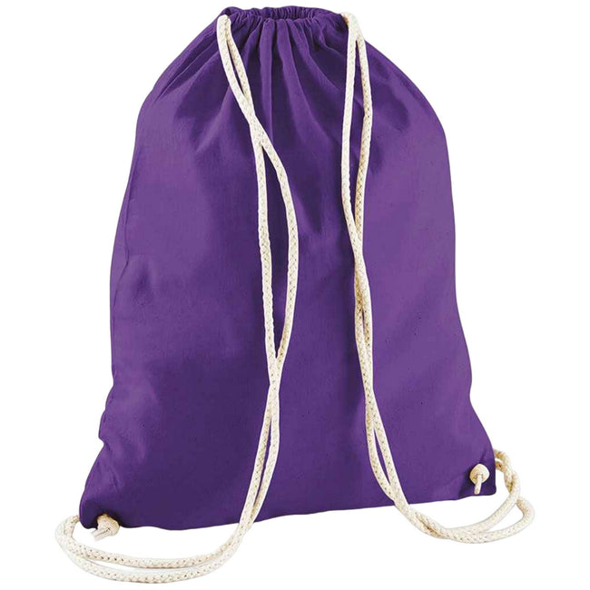 Purple - Front - Westford Mill Cotton Drawstring Bag