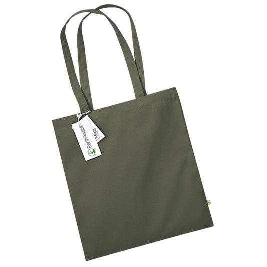 Olive Green - Front - Westford Mill EarthAware Organic Bag For Life Tote Bag