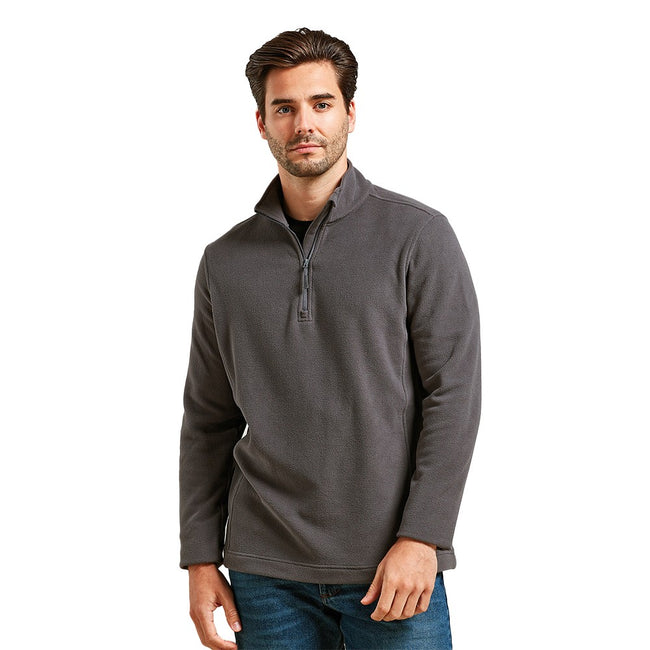 Dark Grey - Side - Premier Unisex Adult Recyclight Quarter Zip Fleece Top