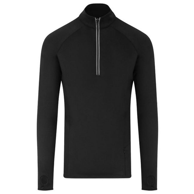 Jet Black - Front - Awdis Mens Cool-Flex Half Zip Long-Sleeved Top