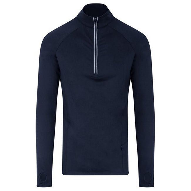 French Navy - Front - Awdis Mens Cool-Flex Half Zip Long-Sleeved Top
