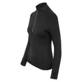 Jet Black - Side - AWDis Cool Womens-Ladies Cool-Flex Half Zip Long-Sleeved Base Layer Top