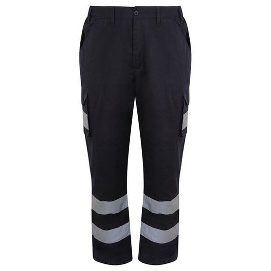 Navy - Front - PRORTX Mens Hi-Vis Cargo Trousers