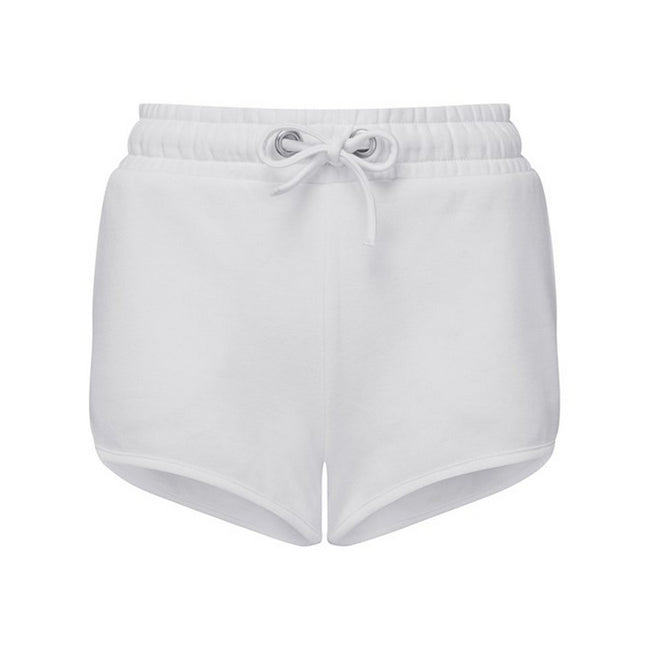 White - Front - TriDri Womens-Ladies Recycled Retro Sweat Shorts