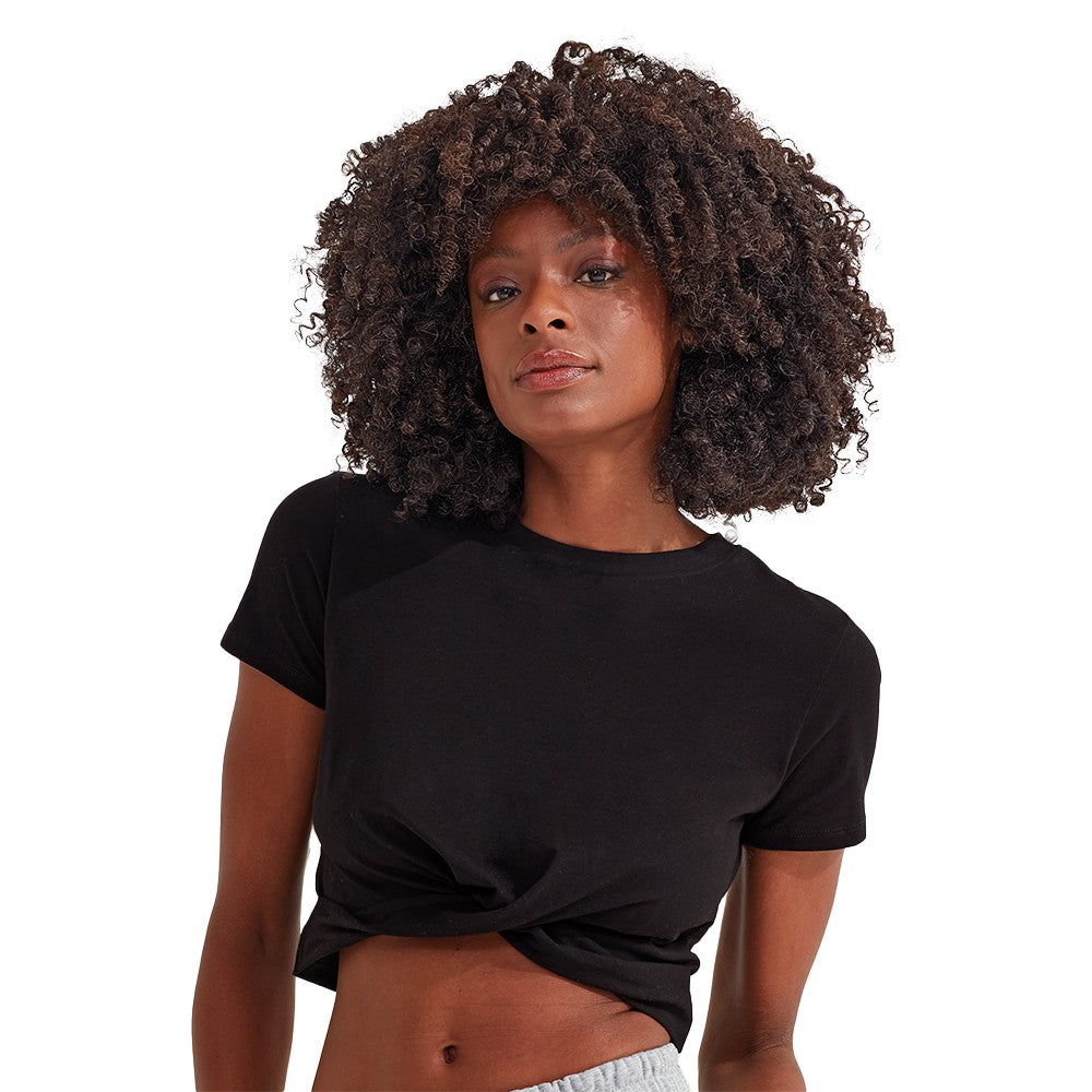 Black - Side - TriDri Womens-Ladies Twisted Crop Top