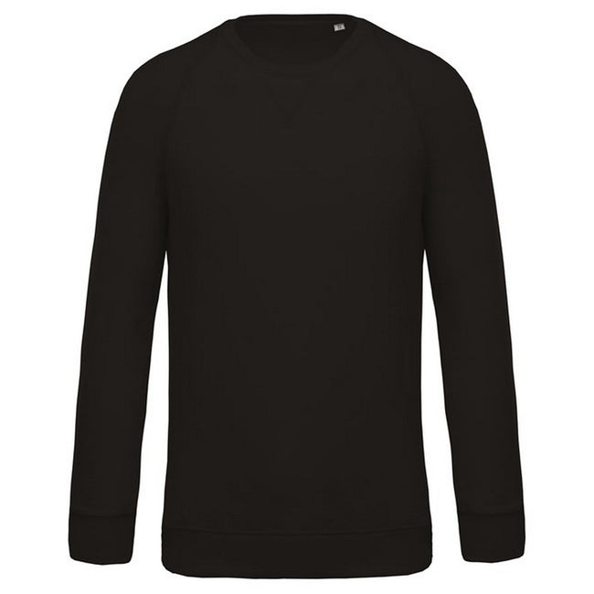 Black - Front - Kariban Mens Organic Cotton Crew Neck Raglan Sweatshirt