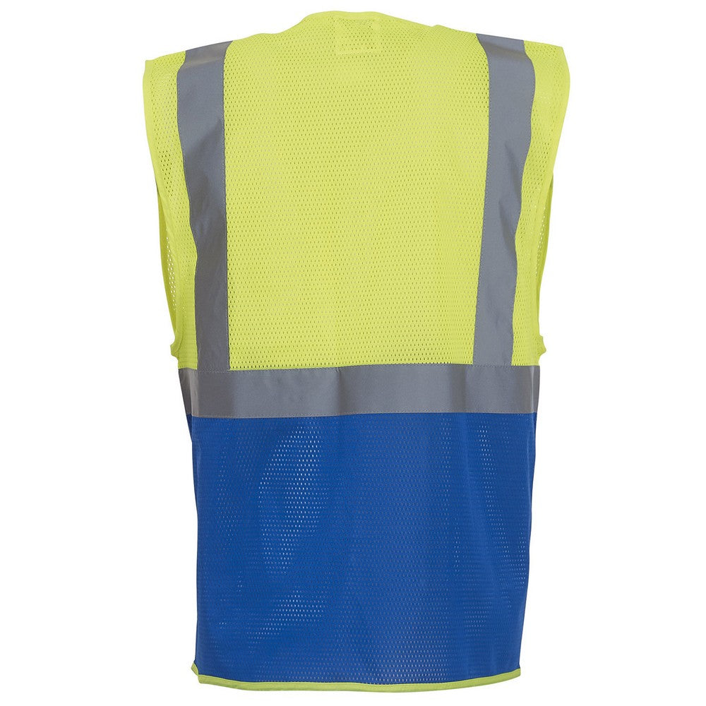 Yellow-Royal Blue - Back - Yoko Mens Executive Mesh Hi-Vis Vest