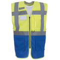 Yellow-Royal Blue - Front - Yoko Mens Executive Mesh Hi-Vis Vest