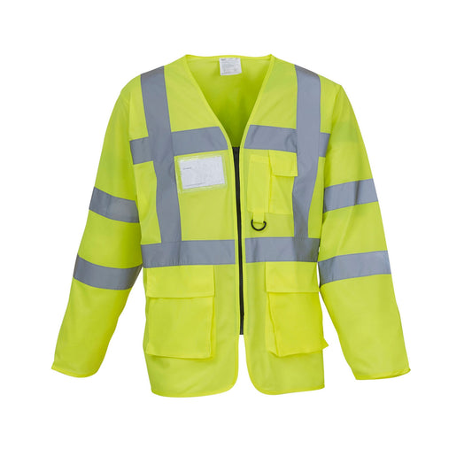 Yellow - Front - Yoko Unisex Adult Executive High-Vis Long-Sleeved Jacket
