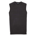 Black - Front - Russell Collection Mens Knitted V Neck Sleeveless Sweatshirt
