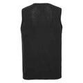 Black - Back - Russell Collection Mens Knitted V Neck Sleeveless Sweatshirt
